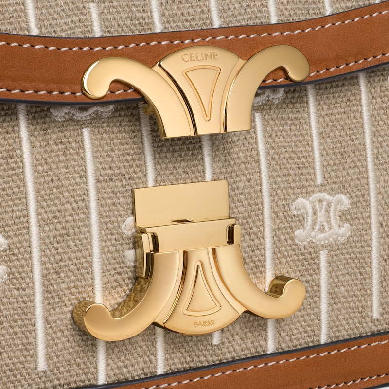 BOLSO TEEN TRIOMPHE DE TEJIDO CON MOTIVO INTEGRAL TRIOMPHE Y PIEL DE BECERRO - AVELLANA / BLANCO - BOLSOS EN BANDOLERA - 1 | CELINE