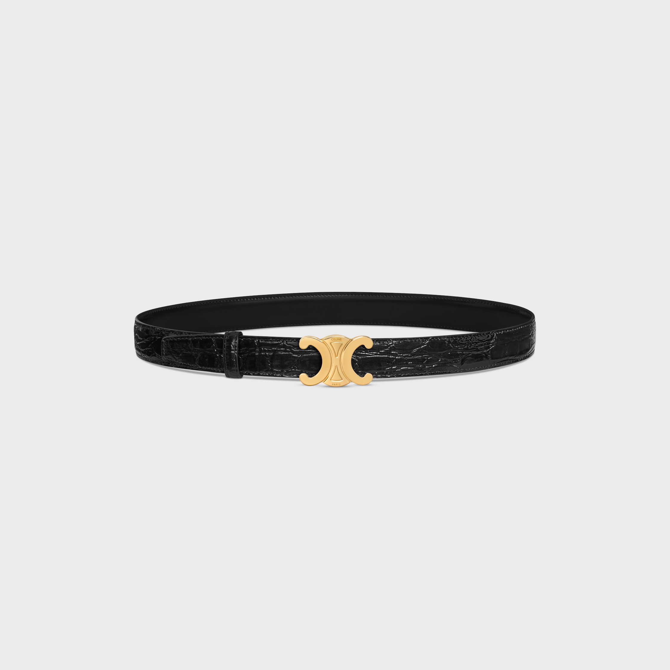 TRIOMPHE BUCKLE & REVERSIBLE STRAP 25MM - BLACK | CELINE