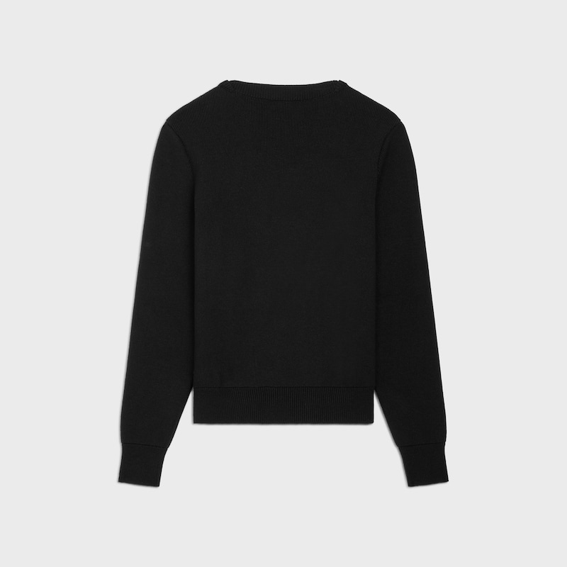 boat neck sweater in cashmere and wool - BLACK / OFF WHITE -  - 1 | CELINE