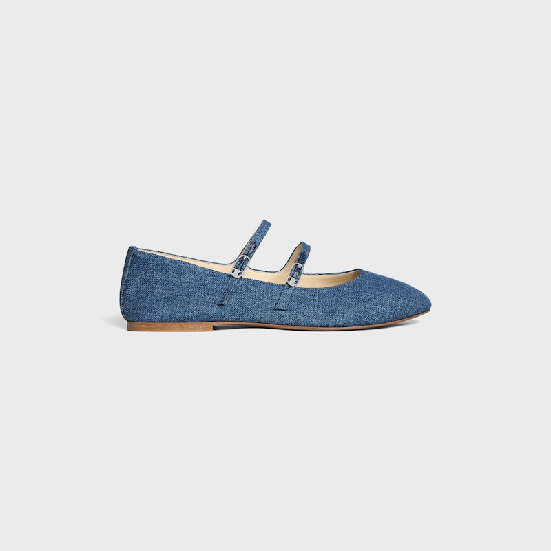 LES BALLERINES CELINE DOPPELRIEMEN-BALLERINA AUS DENIM - BLAU -  - 1 | CELINE