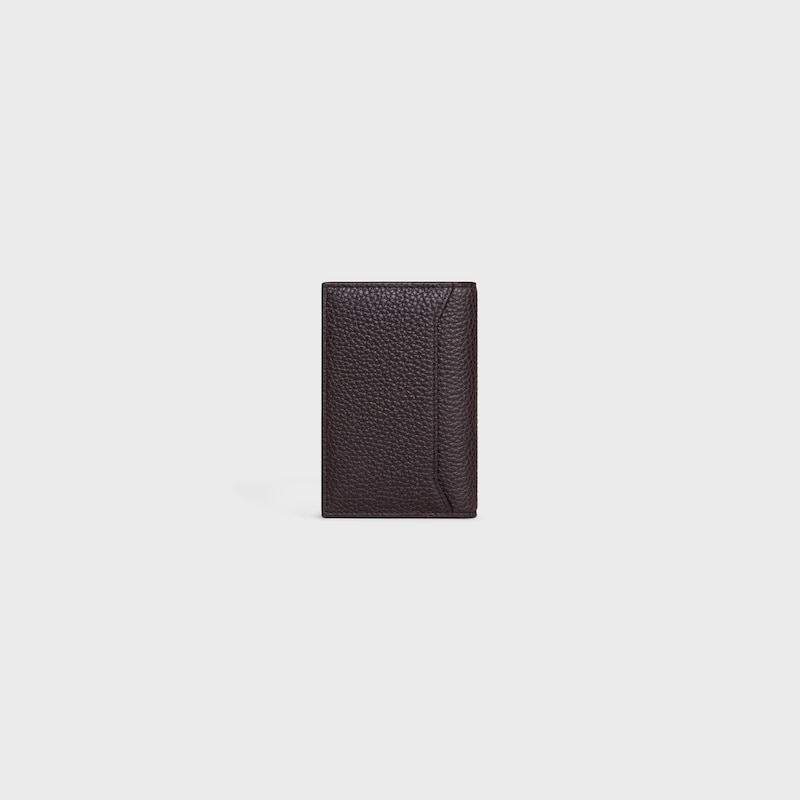 VERTICAL CARD HOLDER IN GRAINED CALFSKIN - ESPRESSO - COIN AND CARD HOLDERS - 1 | CELINE