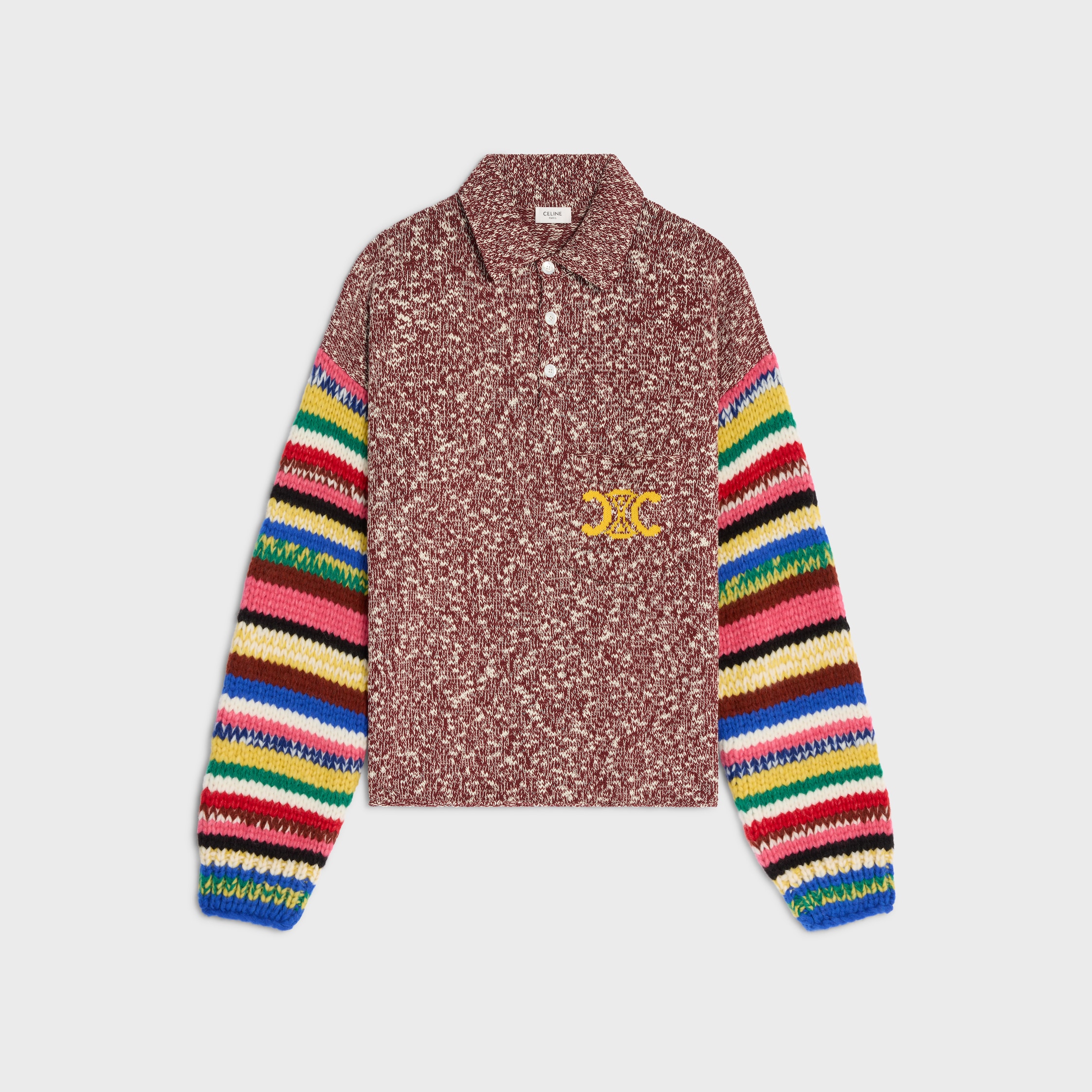 polo sweater IN mouline cotton - BURGUNDY/MULTICOLOR | CELINE