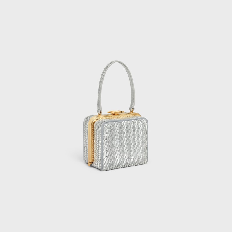 CELINE LANA MINAUDIERE in SUEDE CALFSKIN WITH STRASS - SILVER - EVENING BAGS - 1 | CELINE