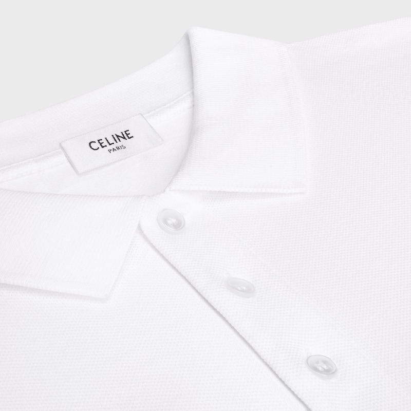 polo shirt IN PIQUE COTTON JERSEY - OPTIC WHITE/NAVY -  - 1 | CELINE