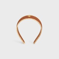 Celine Raffia Headband in Calfskin, Viscose and Brass with Gold Finish - Tan / Natural / Gold - NEW - 1 | CELINE