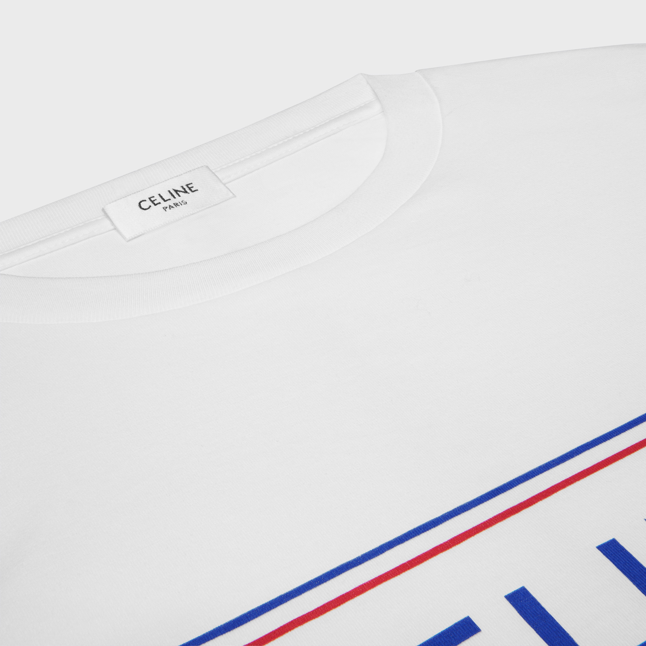 loose t-shirt IN cotton jersey - OPTIC WHITE/RED/DENIM BLUE | CELINE