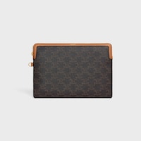 SMALL POUCH WITH STRAP CUIR TRIOMPHE IN TRIOMPHE CANVAS AND CALFSKIN - TAN - NEW - 2 | CELINE