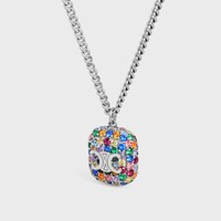Iced Triomphe Pendant Necklace in Strass and Brass with Rhodium Finish - MULTICOLOR/SILVER -  - 2 | CELINE