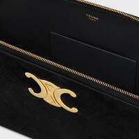 POUCH TRIOMPHE in SUEDE CALFSKIN - BLACK - GIFT FINDER - 1 | CELINE