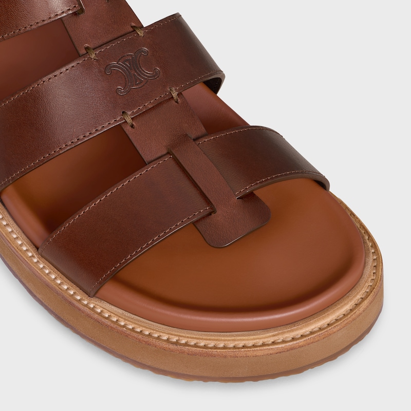 CELINE TIPPI SANDAL in CALFSKIN - VEGETAL TANNING - DARK BROWN -  - 1 | CELINE
