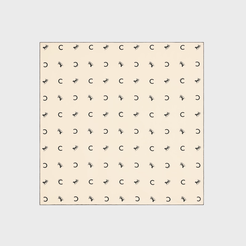 square IN silk twill - VANILLA / BLACK -  - 1 | CELINE