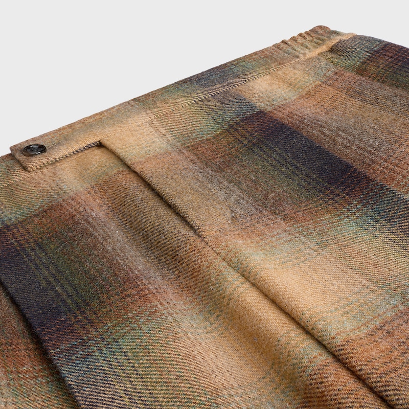 pyjama trousers  IN CHECKED WOOL - BEIGE/BROWN/AZUR -  - 1 | CELINE