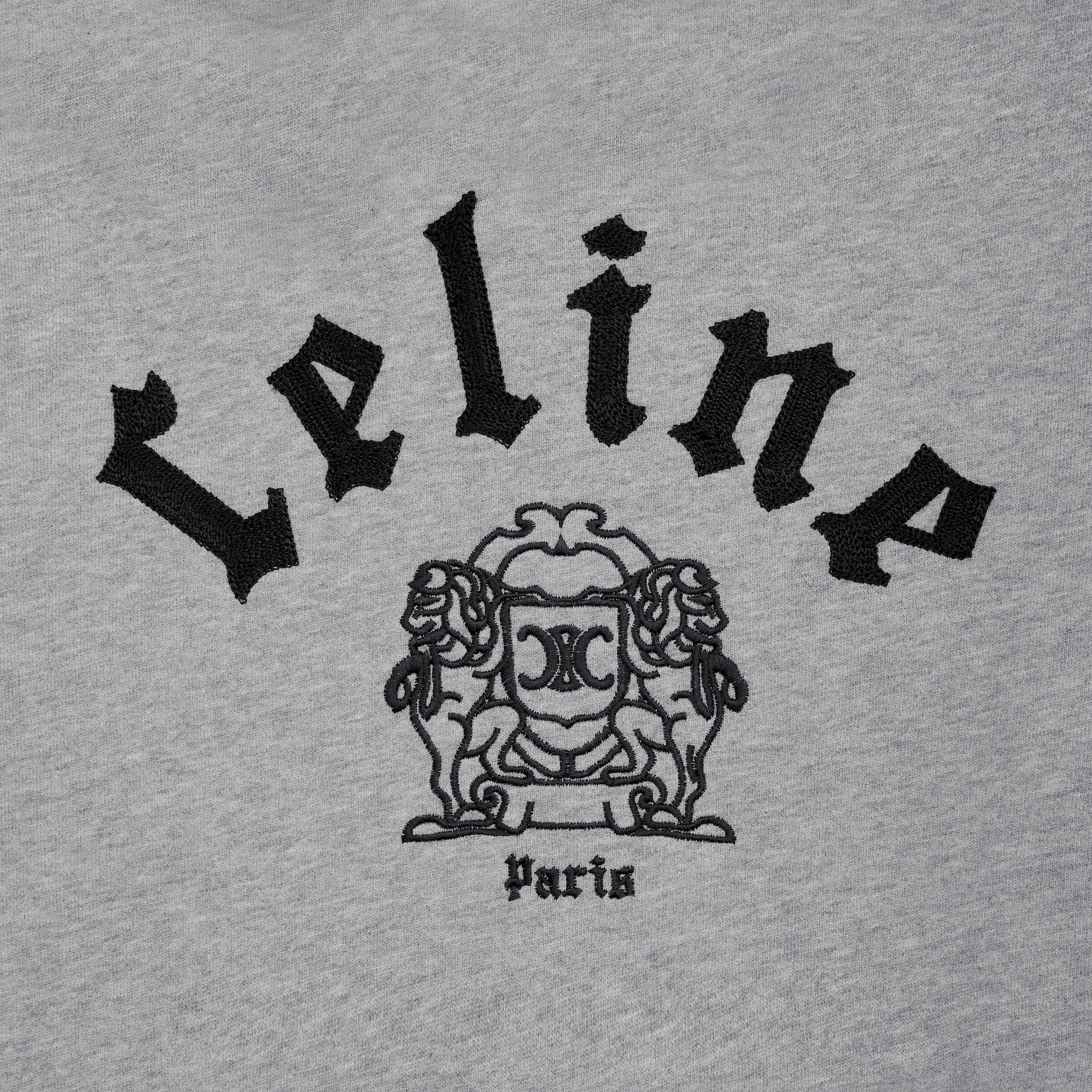 loose blason hoodie in cotton fleece - GREY MELANGE/BLACK