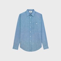 loose shirt in chambray cotton - NAVY / DENIM BLUE -  - 1 | CELINE
