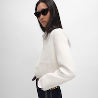 icone jacket IN viscose and wool natté - OFF WHITE -  - 2 | CELINE