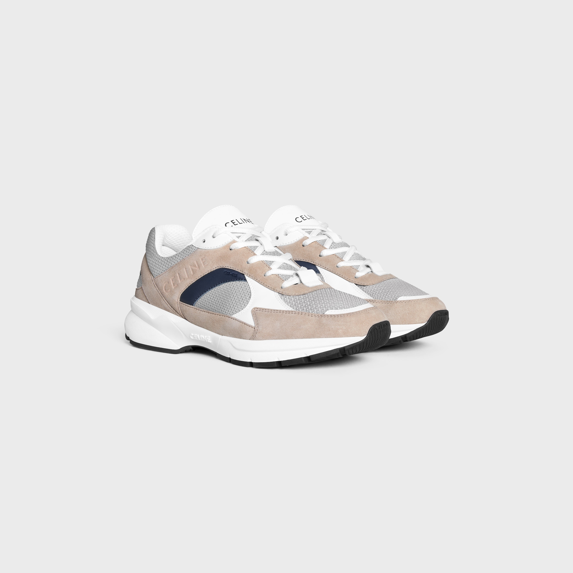CELINE RUNNER CR-03 LOW LACE-UP SNEAKER IN MESH, SUEDE