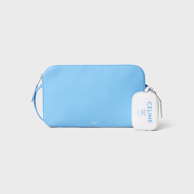 MESSENGER BAG WITH CHARM IN SMOOTH CALFSKIN AND LAMBSKIN - SKY BLUE / ULTRA WHITE - NEW - 1 | CELINE
