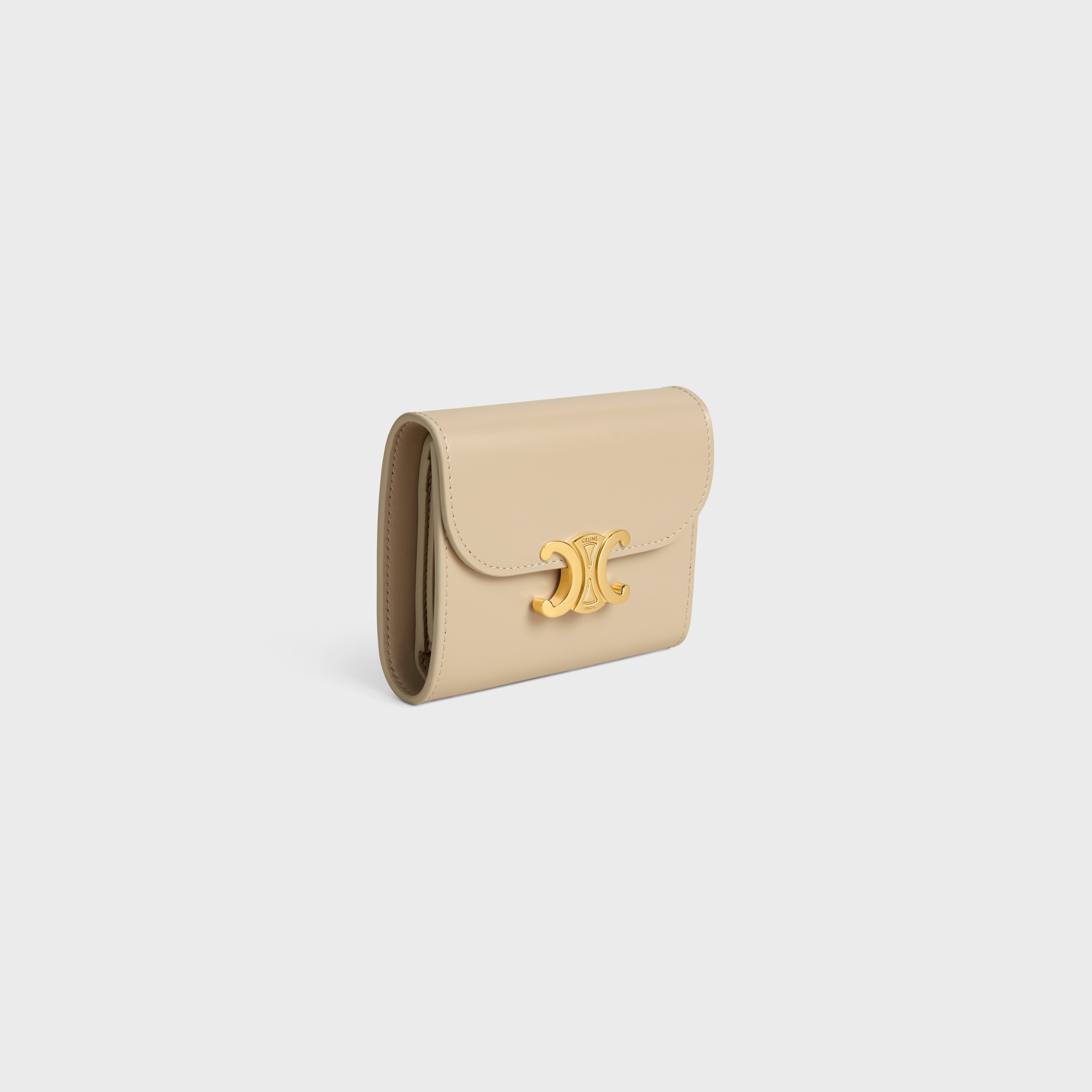 【CELINE】直営/正規店 Small Flap Wallet TRIOMPHE シャイニー SMALL FLAP WALLET TRIOMPHE IN SHINY CALFSKIN - | CELINE