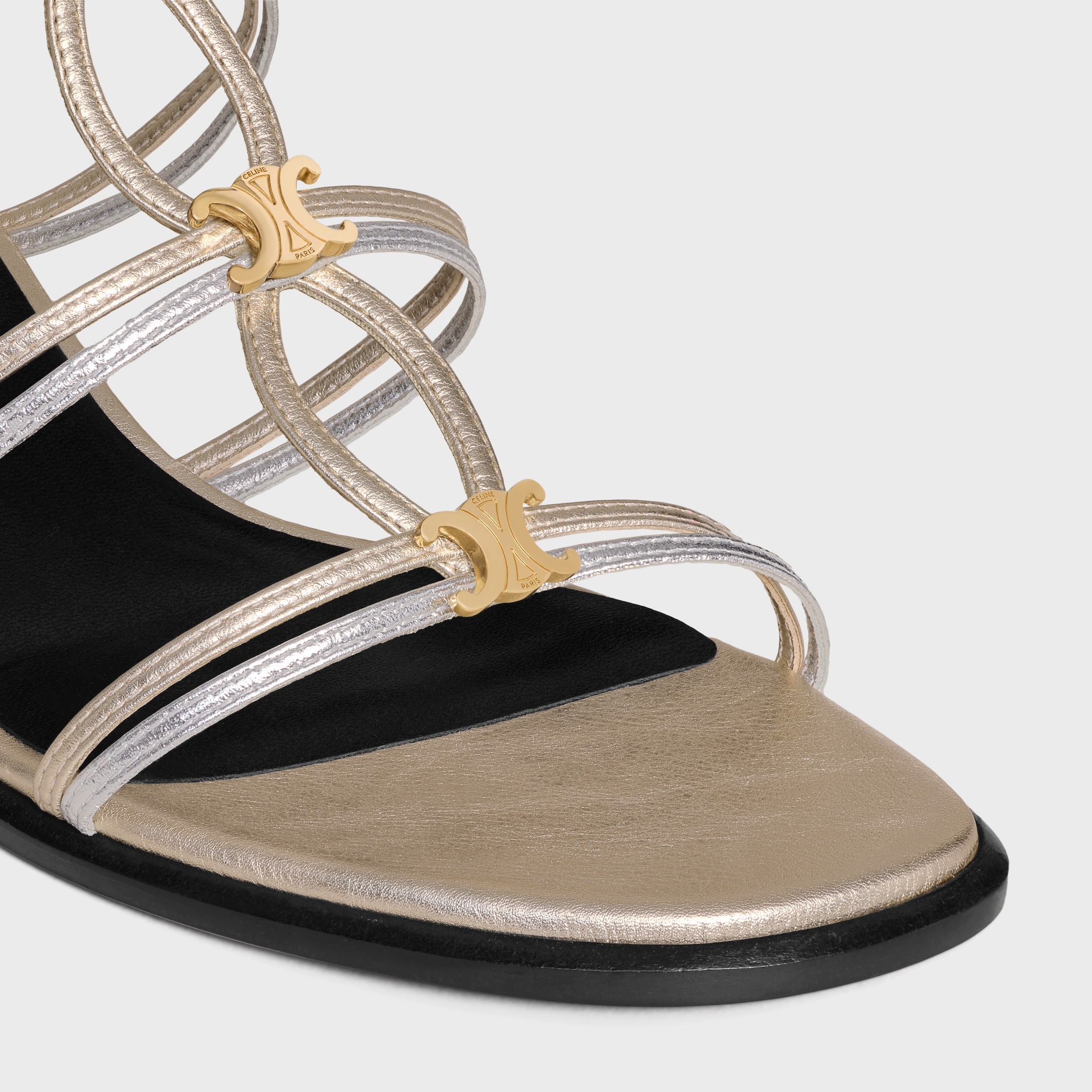 CELINE CLEMENCE MULTI TRIOMPHE SANDAL IN LAMINATED CALFSKIN