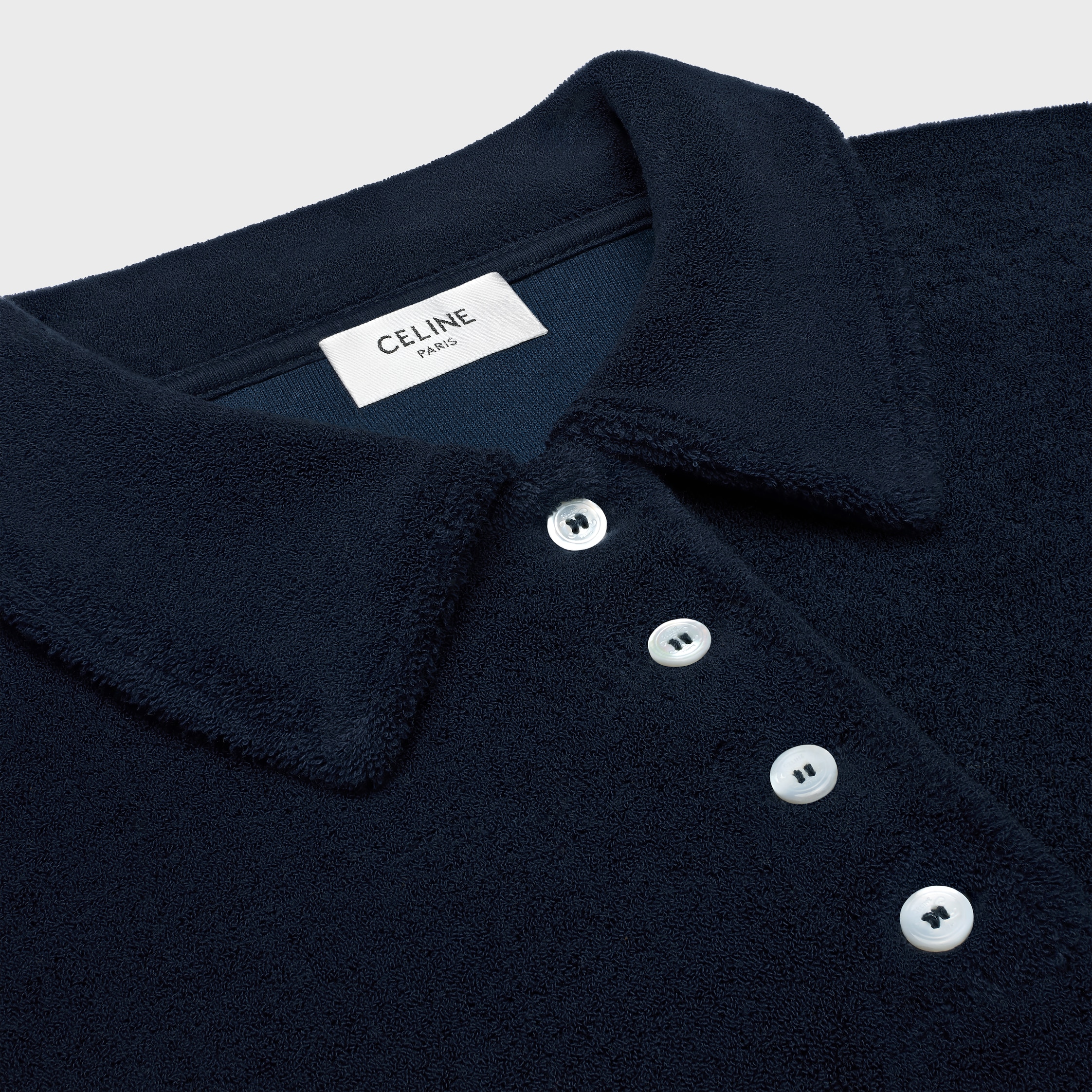 CELINE コットンテリーのポロミニドレス ミニポロドレス / テリーコットン - ネイビー / クリーム | CELINE
