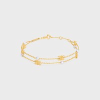 Les Perles Celine Double Bracelet in Brass with Gold Finish and Resin Pearls - GOLD / IVORY -  - 1 | CELINE