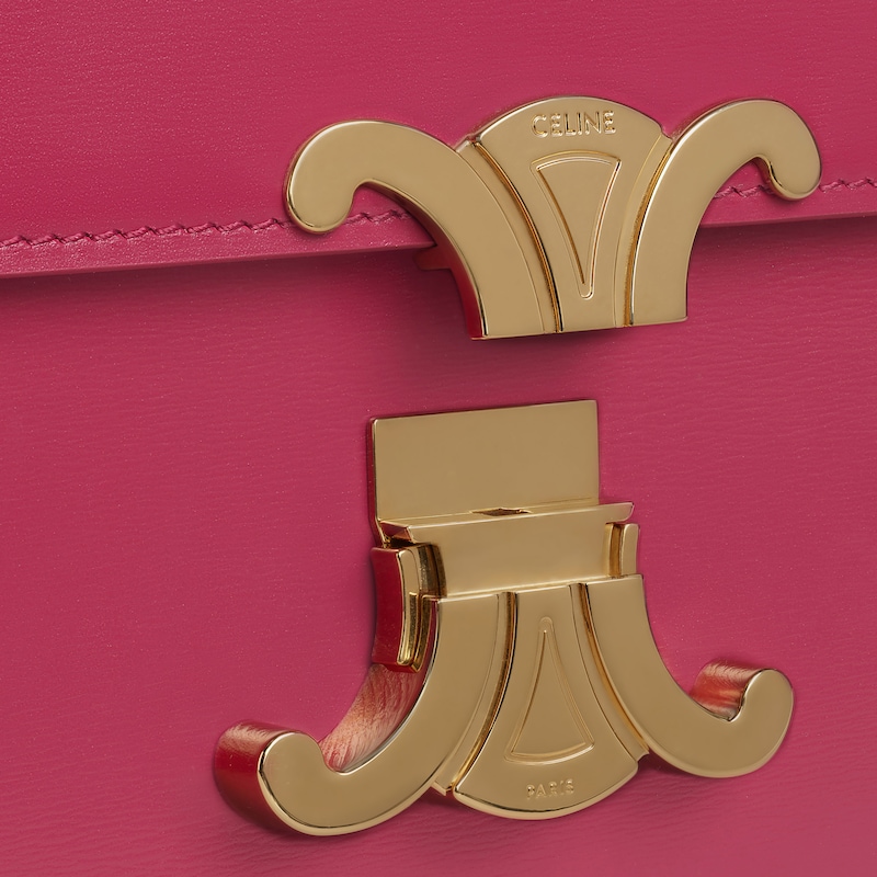 Teen Triomphe Bag in shiny calfskin - RASPBERRY - SHOULDER BAGS - 1 | CELINE