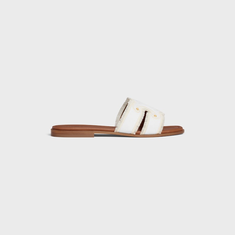 MULES CELINE MARINA EM CANVAS COM FRANJAS - BRANCO - - 1 | CELINE