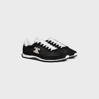 CELINE RACER - LOW TOP SNEAKER WITH TRIOMPHE IN NYLON, SUEDE CALFSKIN AND CALFSKIN - BLACK -  - 2 | CELINE