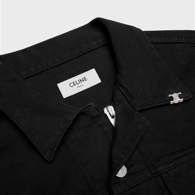trucker jacket IN heavy cotton twill - OVERDYE BLACK HEAVY STONE WASH -  - 1 | CELINE