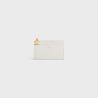 ジップ付きカードホルダー トリオンフ チャーム / グレインドカーフスキン - ライス - エッセンシャル - 1 | CELINE