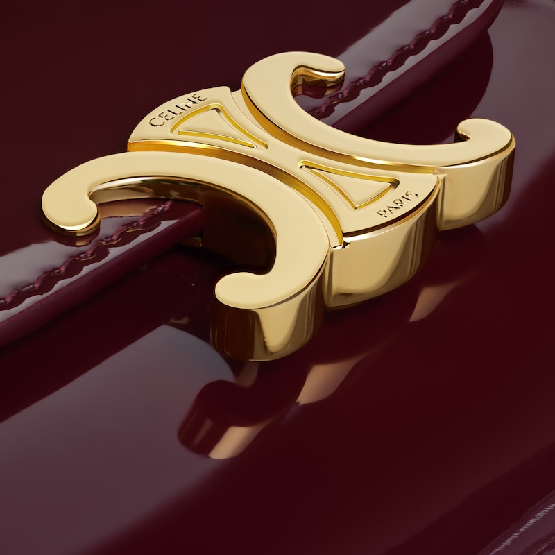 Portafoglio Triomphe piccolo con patta in pelle di vitello verniciata - SYRAH - NUOVO - 1 | CELINE