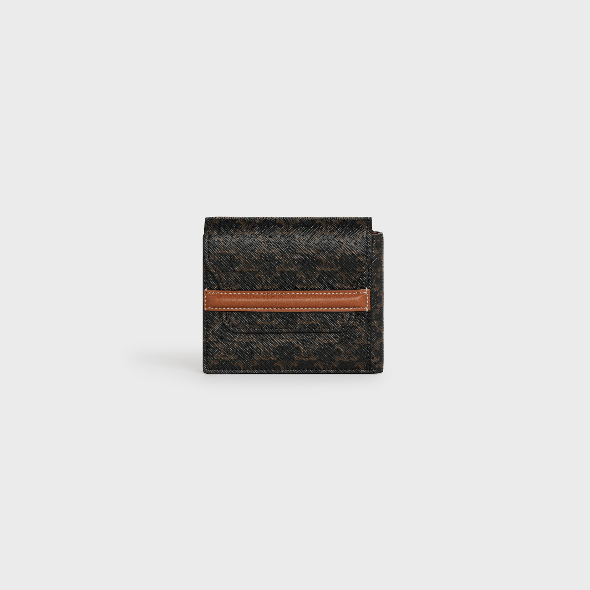 Origami card holder IN Triomphe Canvas and lambskin - Tan
