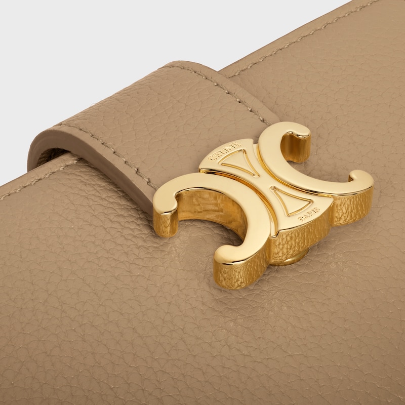 FINE STRAP WALLET NINO IN SUPPLE GRAINED CALFSKIN - SMOKED BROWN - WALLETS - 1 | CELINE