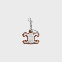 METAL TRIOMPHE KEYRING IN METAL AND CALFSKIN - TAN - NEW - 1 | CELINE