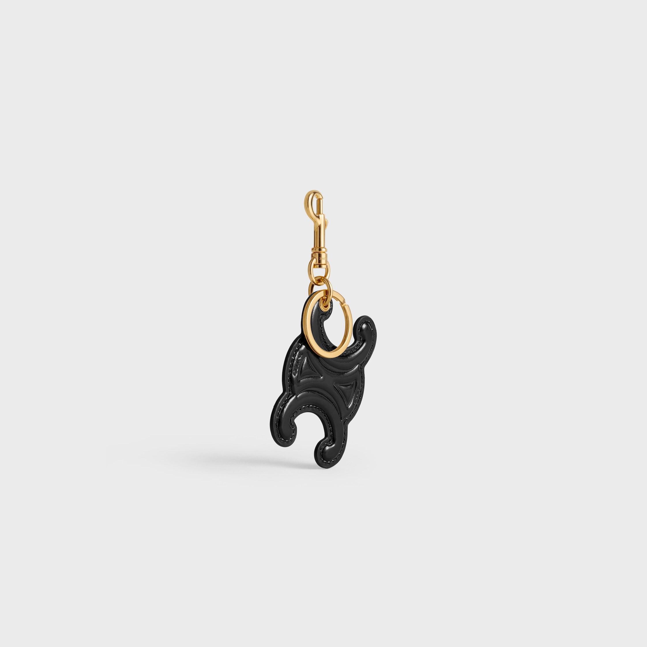KEYRING TRIOMPHE CHARM in PATENT CALFSKIN with GOLD