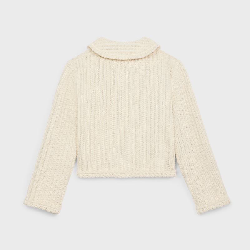 cardigan jacket in cotton - OFF WHITE -  - 1 | CELINE