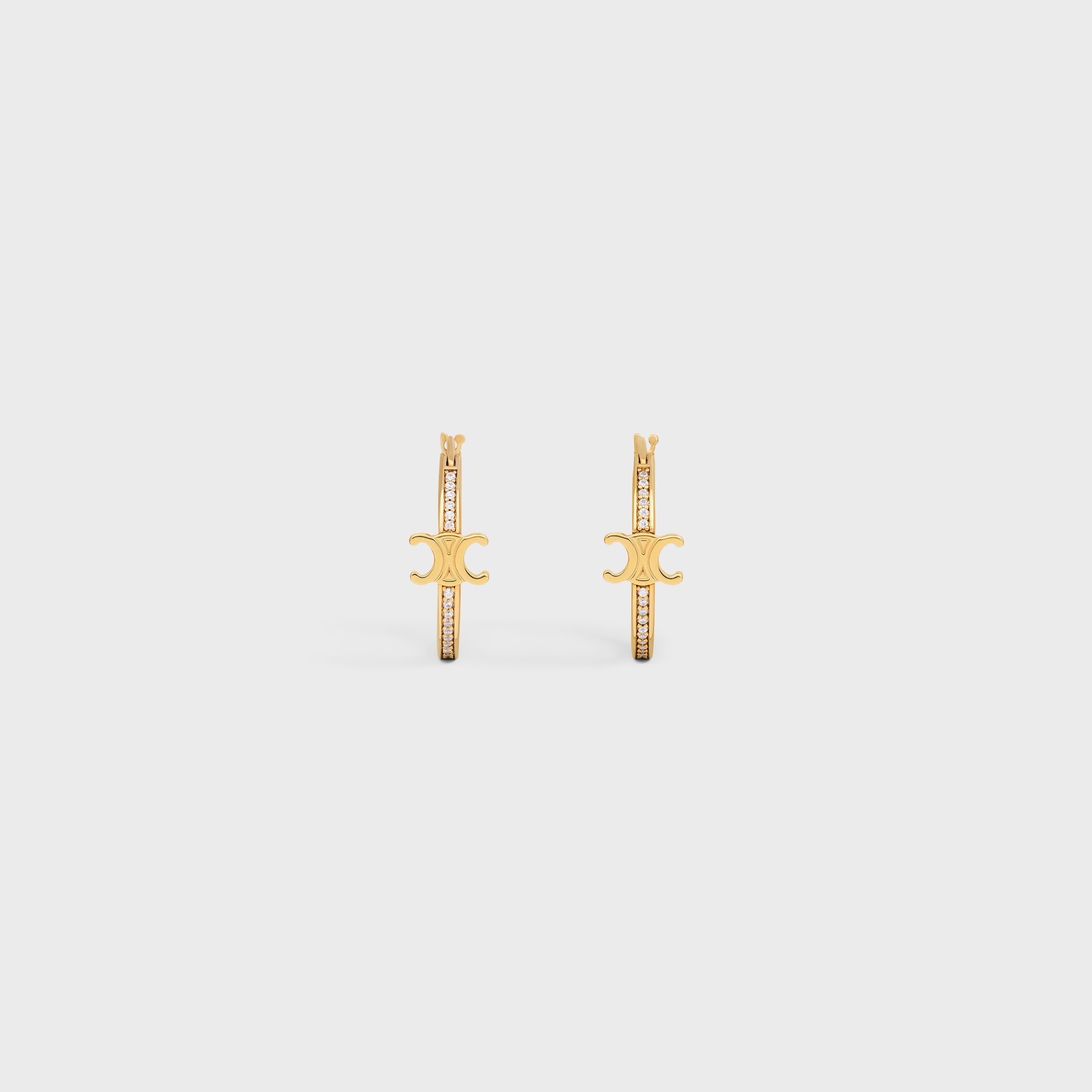 TRIOMPHE SPARKLE HOOPS IN STRASS AND BRASS WITH GOLD FINISH