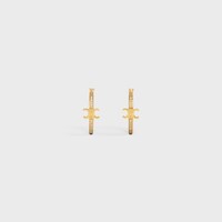 Triomphe Sparkle Hoops in Strass and Brass with Gold Finish - GOLD - EARRINGS - 1 | CELINE