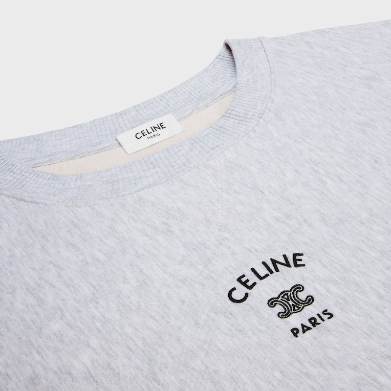 sweatshirt IN cotton fleece - PALE GREY / BLACK -  - 1 | CELINE