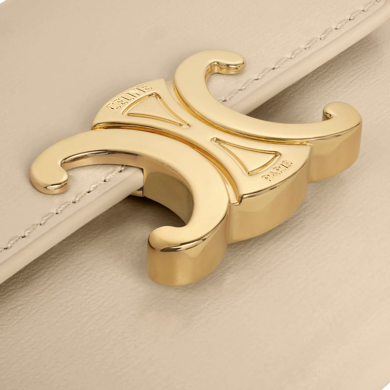 COMPACT WALLET WITH COIN TRIOMPHE IN Shiny calfskin - DEEP IVORY - WALLETS - 1 | CELINE