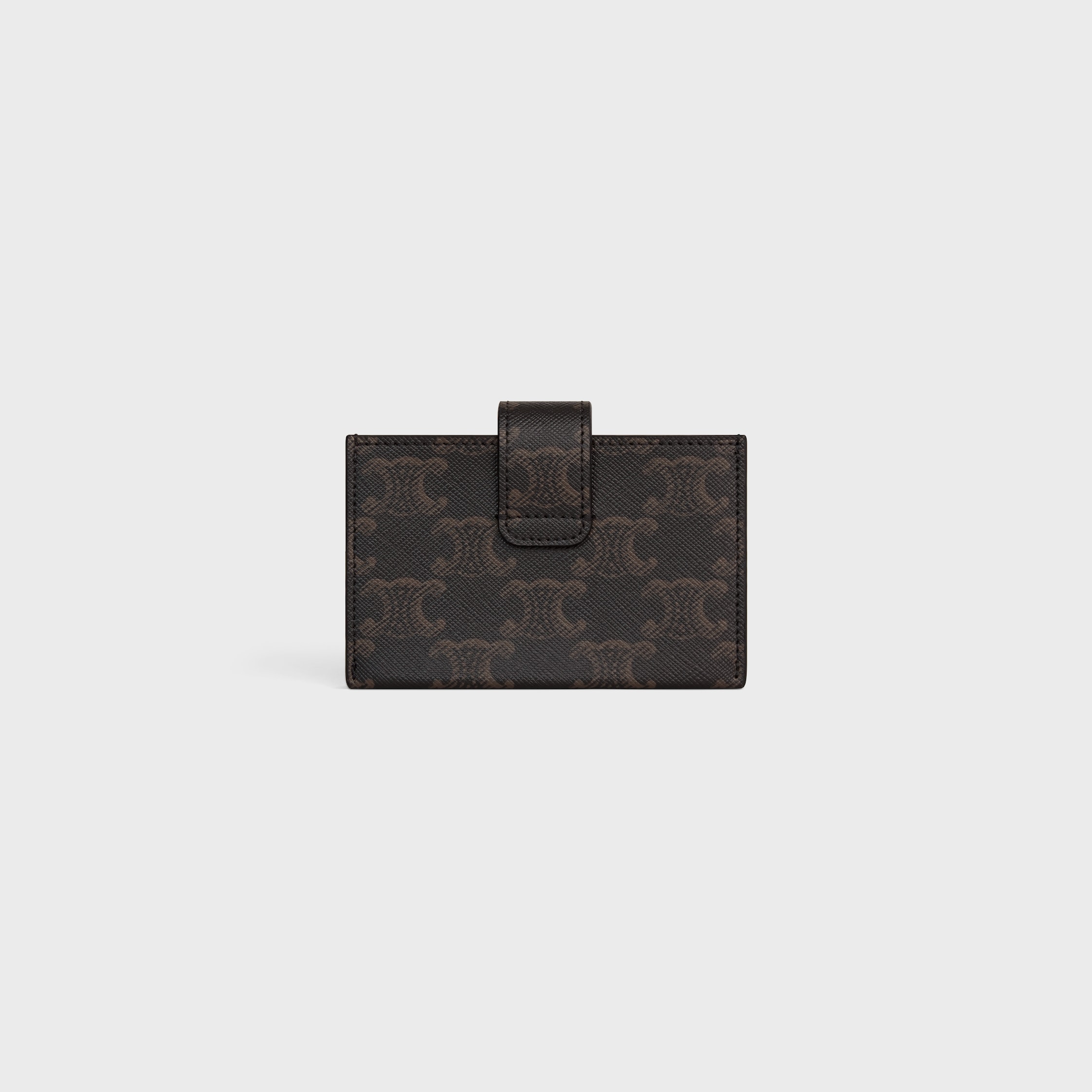 【CELINE】CARD HOLDER WITH FLAP IN TRIOMPHE CANVAS Zipped Card Holder IN Triomphe Canvas and lambskin - TAN