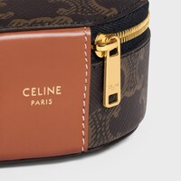 Zipped Round Case in Triomphe Canvas and Calfskin - TAN - BEAUTY ACCESSORIES - 1 | CELINE