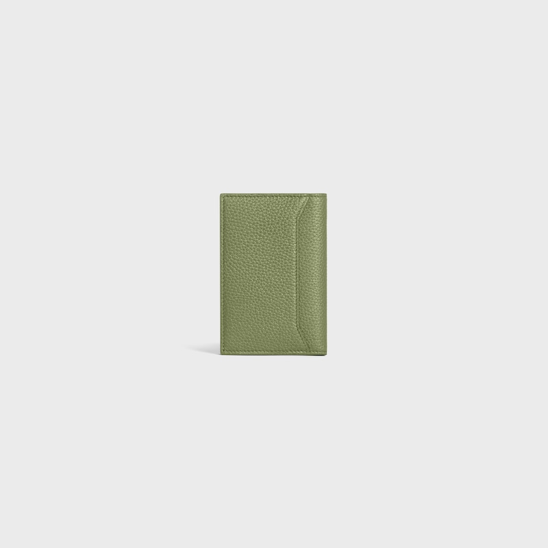 VERTICAL CARD HOLDER IN GRAINED CALFSKIN - LIGHT KHAKI - NEW - 1 | CELINE