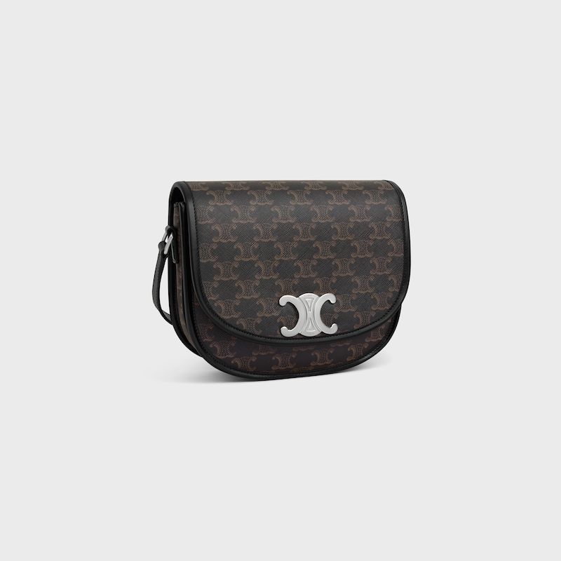 MEDIUM BESACE TRIOMPHE IN TRIOMPHE CANVAS AND CALFSKIN - BLACK - TRIOMPHE CANVAS - 1 | CELINE