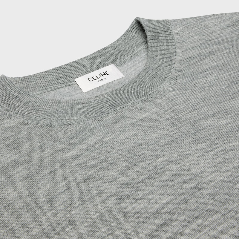 triomphe crew neck sweater in fine wool - LIGHT GREY -  - 1 | CELINE