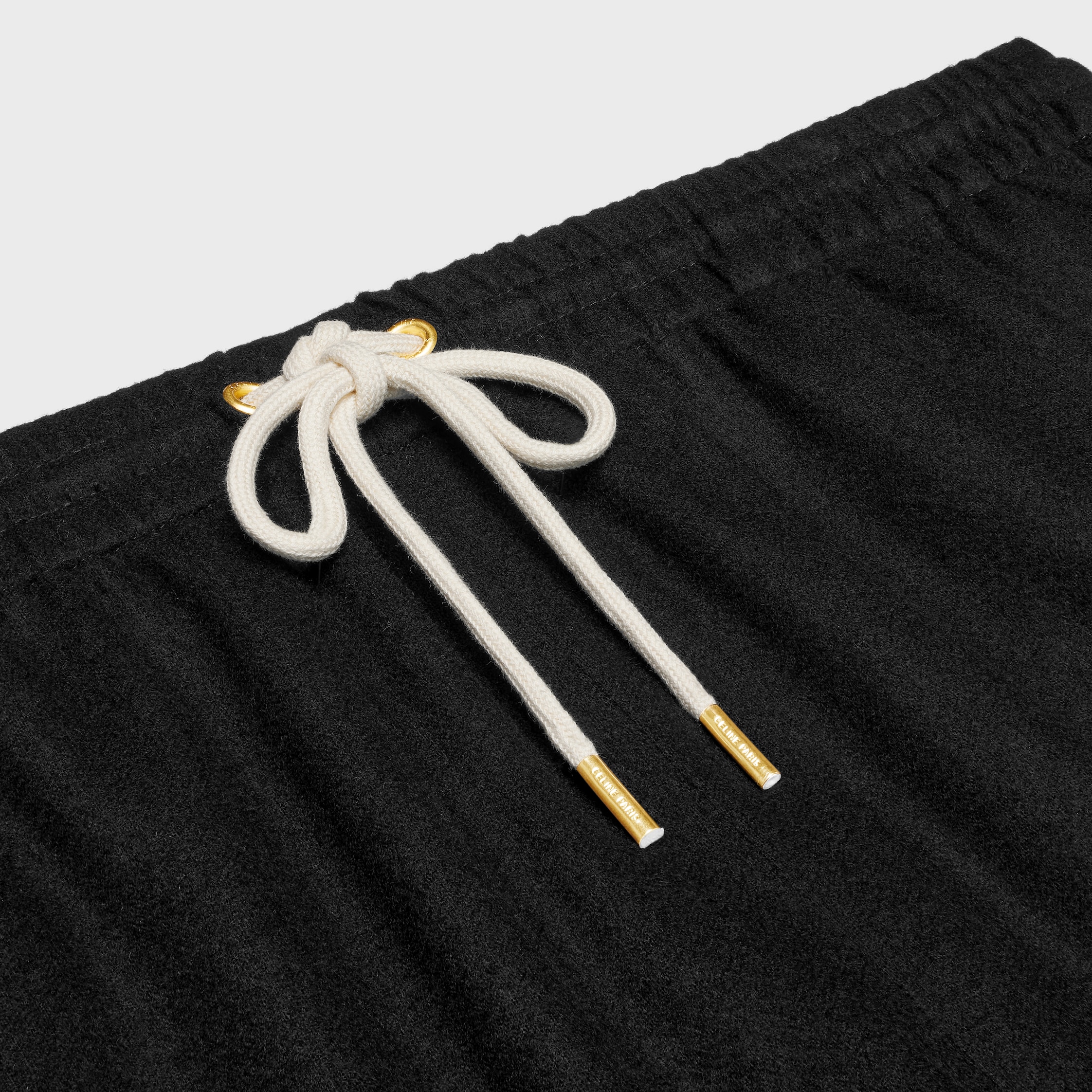 STRAIGHT JOGGING PANTS IN CASHMERE FLANNEL - BLACK | CELINE
