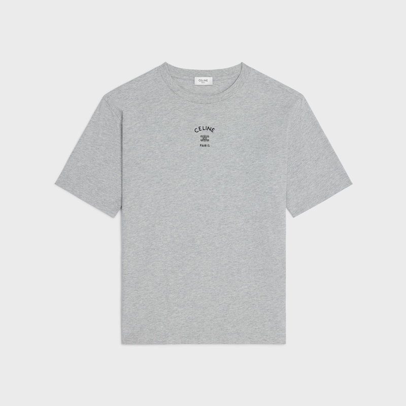 loose t-shirt IN cotton jersey - VINTAGE GREY MELANGE / BLACK -  - 1 | CELINE