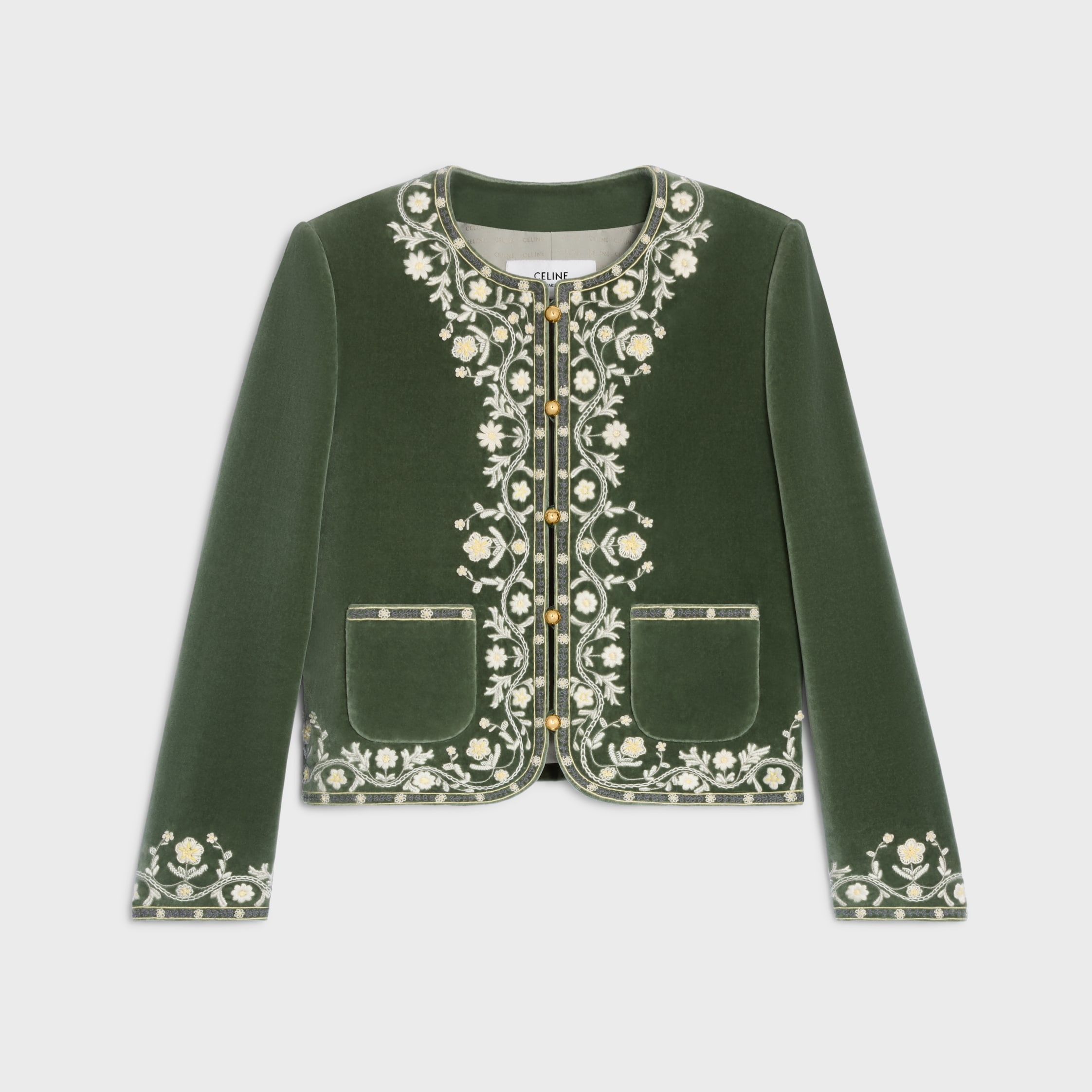 ジャケット Celine Giacca Crop Maniche Lunghe Collo A Punta Chiusura Fro CELINE Jackets Women's Black - POIZON