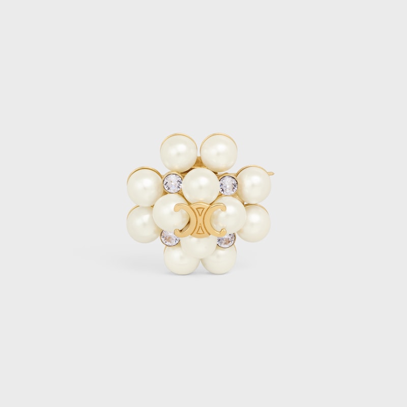 BROCHE LES PERLES CELINE DE STRASS, PERLAS DE RESINA, LATÓN CON ACABADO DORADO Y ACERO - DORADO / MARFIL - LES PERLES CELINE - 1 | CELINE