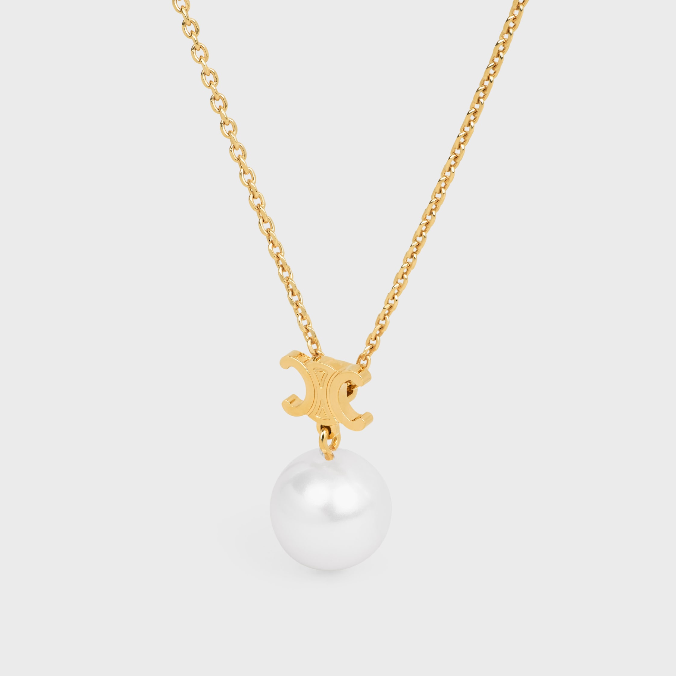 希少品◆入手困難♪【CELINE】ネックレス Les Perles pearl gold LES PERLES CELINE NECKLACE IN RESIN PEARL AND BRASS WITH